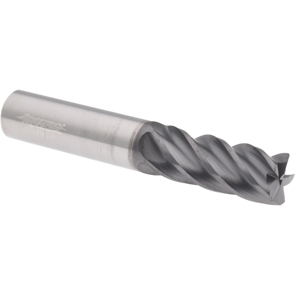 311637 Corner Radius End Mill: 1/2" Dia, 1-1/4" LOC, 38 deg Helix, Corner Radius End, Centercutting Series HS  