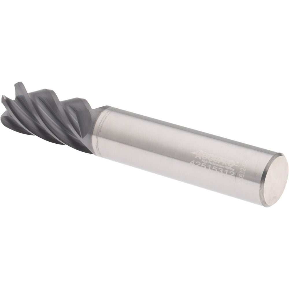 Accupro High Performance Milling Corner Radius End Mill: 1/2 Dia, 1 LOC, 0.0900 Radius, 5 Flute, Solid Carbide - 3 OAL, 1/2 Shank Dia, 38 Deg 42515312