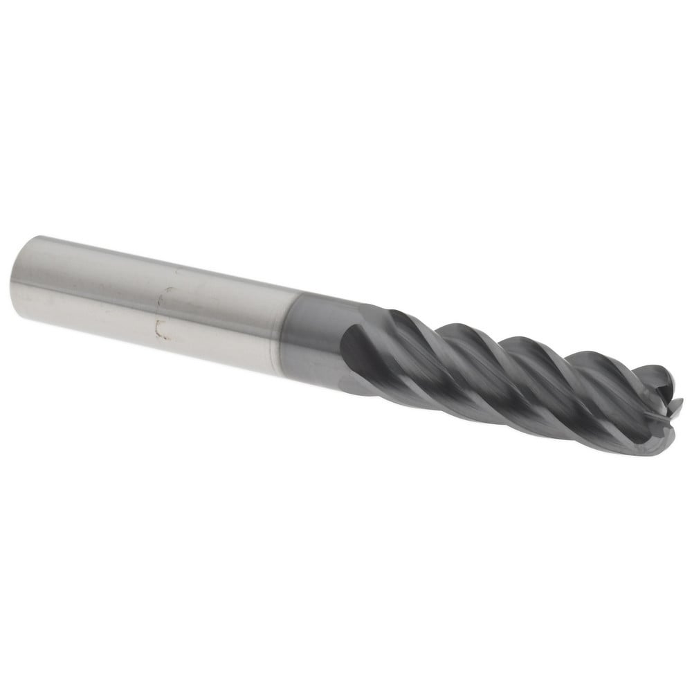 Corner Radius End Mill: 3/8" Dia, 1-1/4" LOC, 38 deg Helix, Corner Radius End, Centercutting Series HS