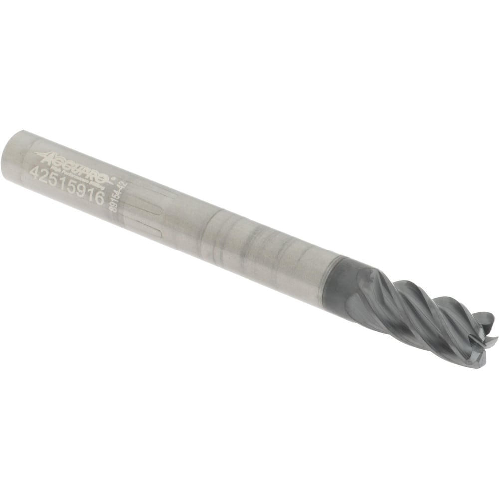 Accupro 6503136 Corner Radius End Mill: 1/4" Dia, 1/2" LOC, 0.03" Radius, 5 Flutes, Solid Carbide Image