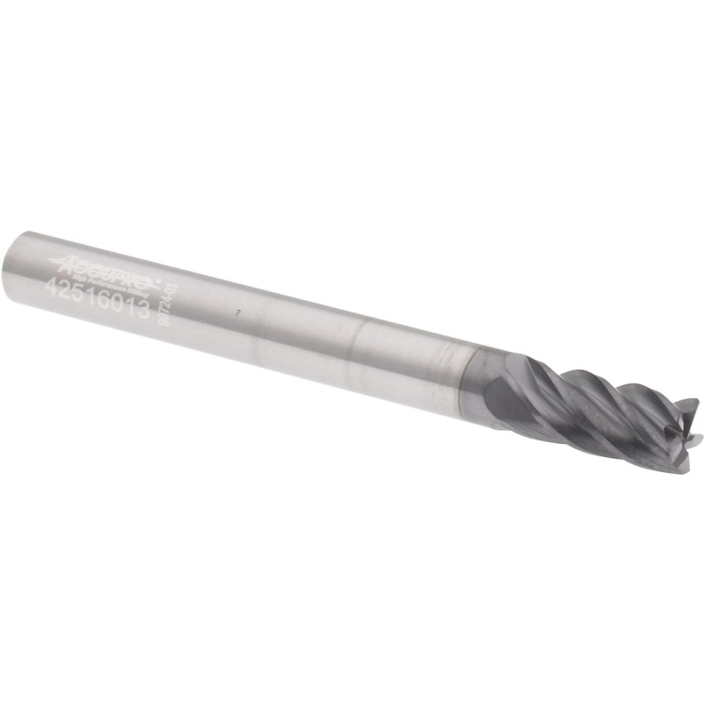 Accupro 6503145 Corner Radius End Mill: 1/4" Dia, 1/2" LOC, 0.01" Radius, 5 Flutes, Solid Carbide Image