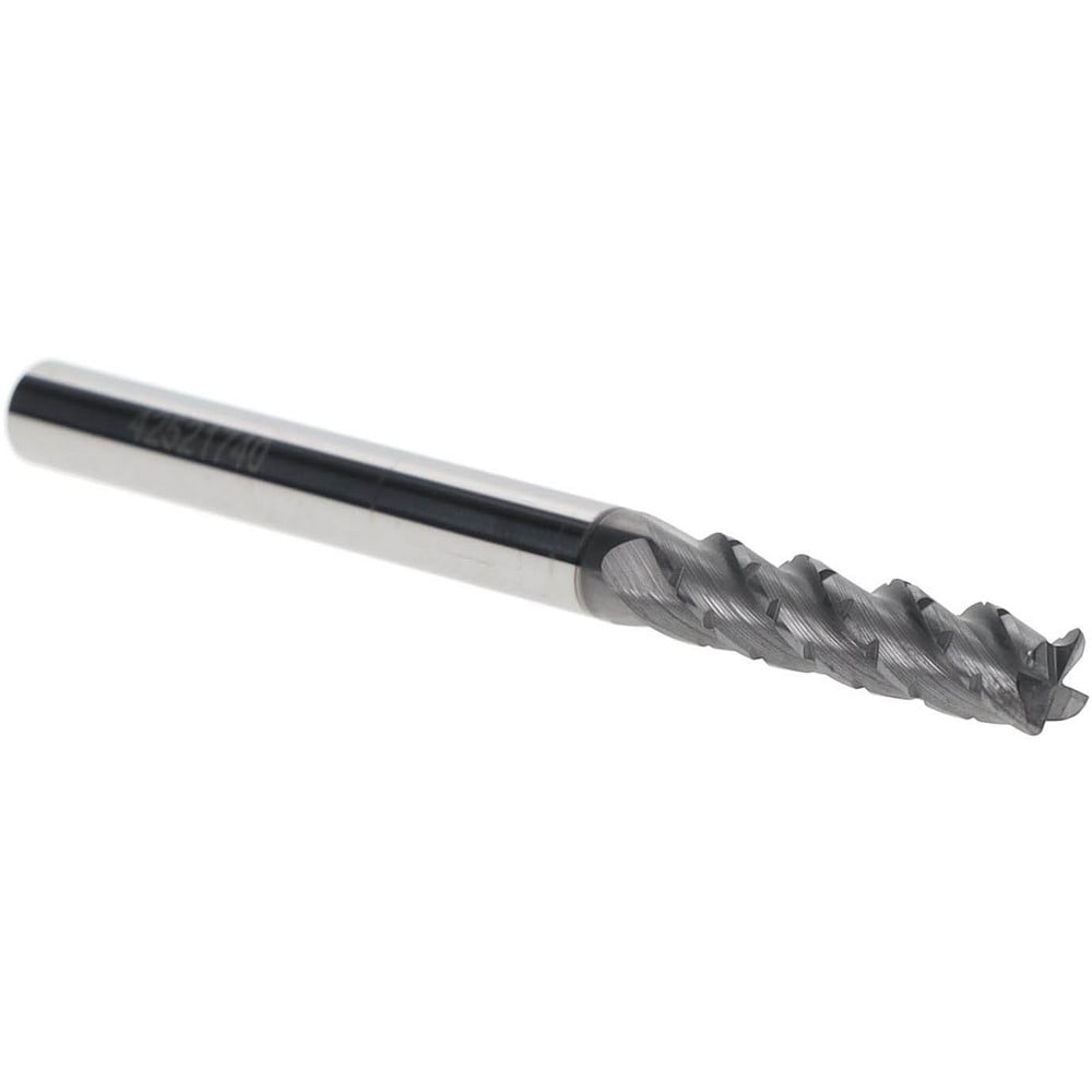 Corner Radius End Mill: 1/4" Dia, 1" LOC, 38 deg Helix, Corner Radius End, Centercutting Series HS