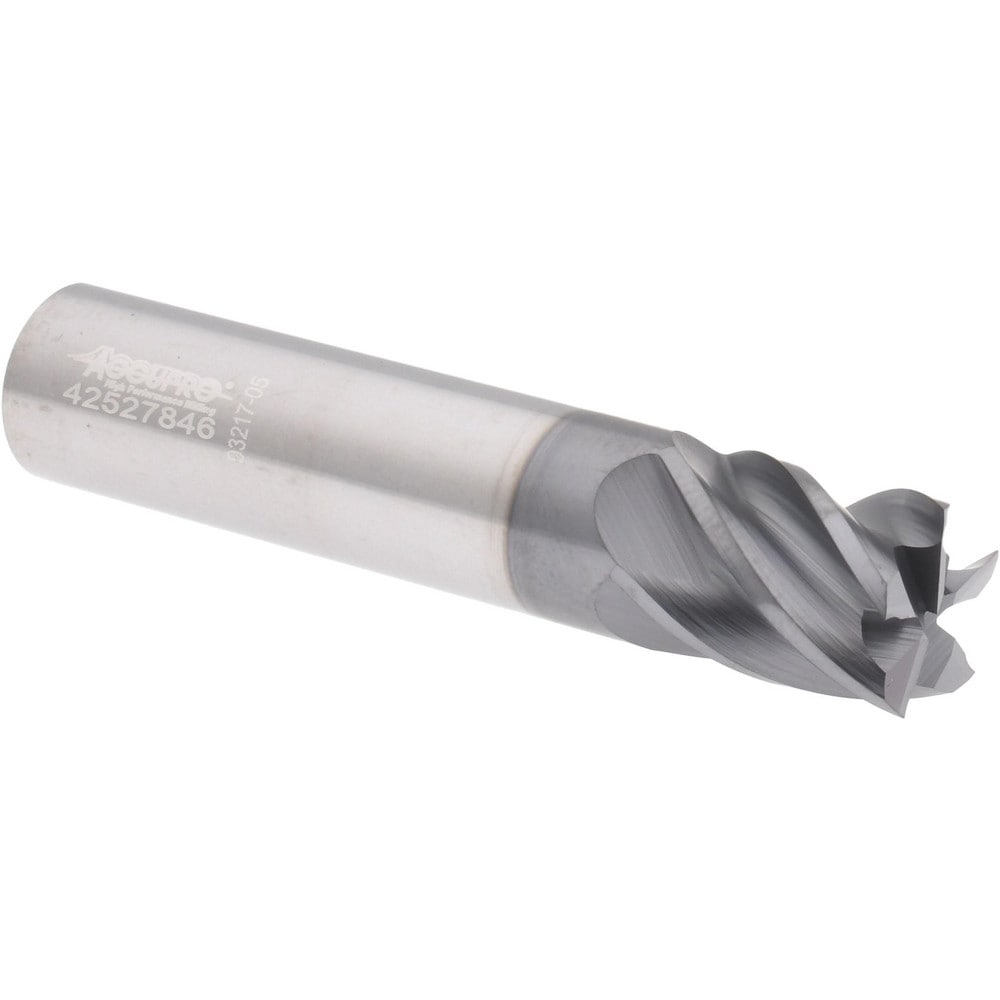 Accupro 6503296 Square End Mill: 1/2 Dia, 5/8 LOC, 1/2 Shank Dia, 2-1/2 OAL, 5 Flutes, Solid Carbide 