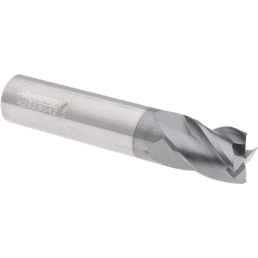 Accupro 6503316 Square End Mill: 1/2 Dia, 5/8 LOC, 1/2 Shank Dia, 2-1/2 OAL, 4 Flutes, Solid Carbide 