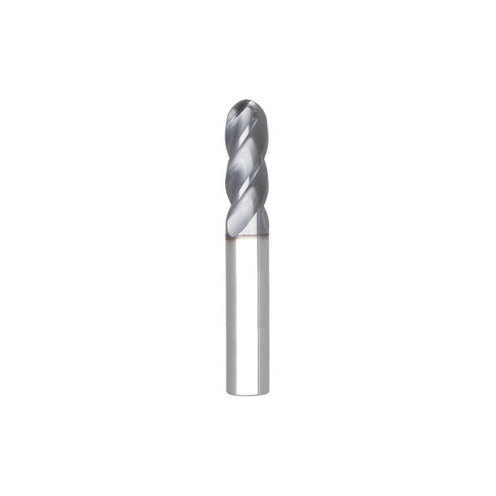 Ball End Mill: 1/2" Dia, 1" LOC, 4 Flute, Solid Carbide
