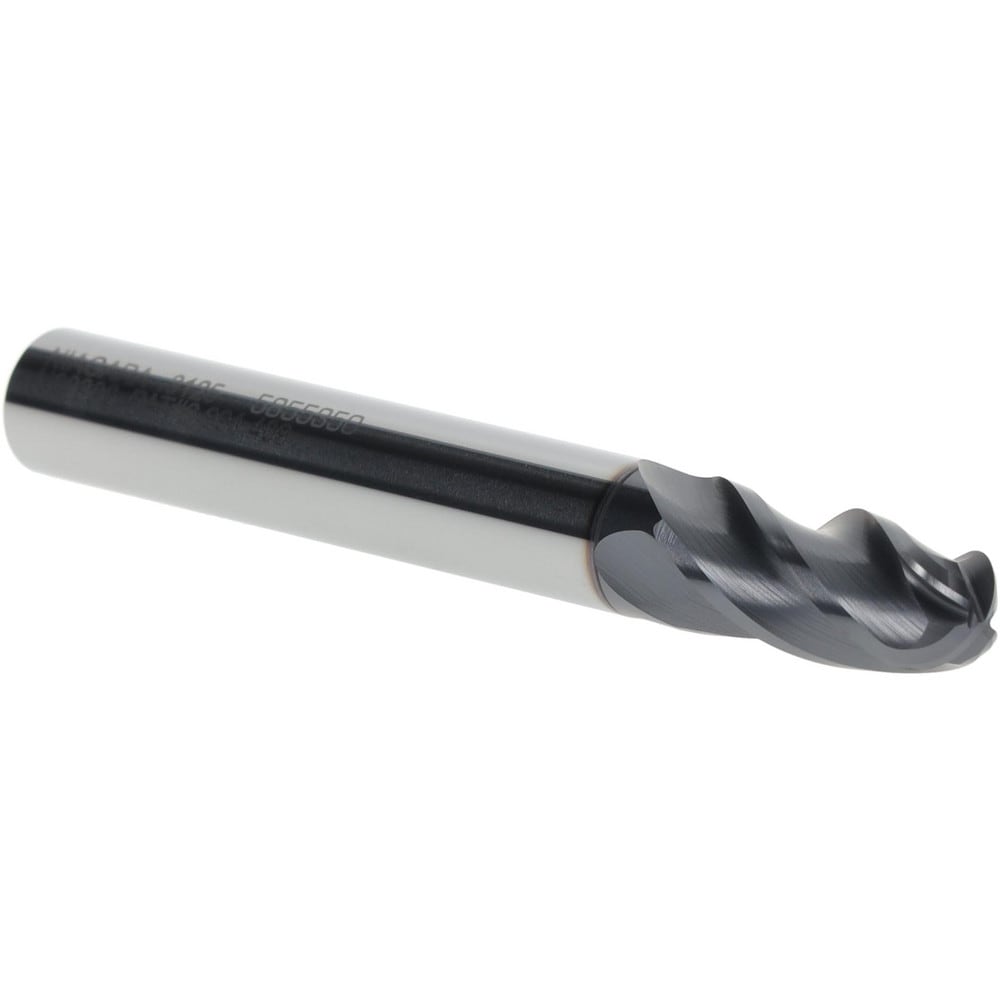 Ball End Mill: 5/16" Dia, 5/8" LOC, 4 Flute, Solid Carbide