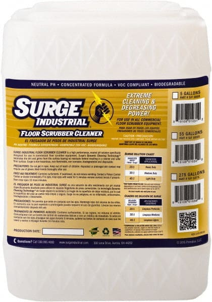 Surge Industrial SJF 0005 Cleaner: 5 gal Container, Use On Hard Surfaces 