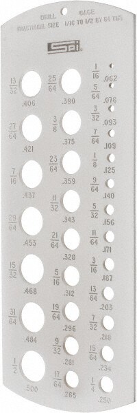 Drill Gages; Minimum Hole Size (Inch): 1/16 ; System Of Measurement: Wire Gauge ; Maximum Hole Size (Inch): 1/2 ; Material: Steel ; For Use With: Drill Bits; Drill Bits ; Number of Holes: 29mm; 29in