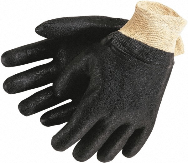 MCR Safety | Memphis® Chemical Resistant Gloves: Memphis® Size Large, Polyvinylchloride, Supported - Black, Pair | 12-Pack | Part #6500S