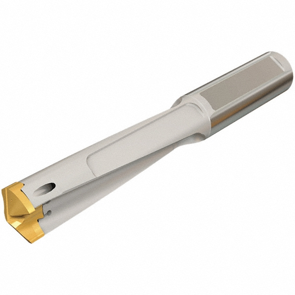 Replaceable-Tip Drill: 20 to 20.9 mm Dia, 66 mm Max Depth, 20 mm Weldon Flat Shank - Uses IDI-SG/IDI-SK Inserts, Seat Size 20, 138.6 mm OAL, Through Coolant
