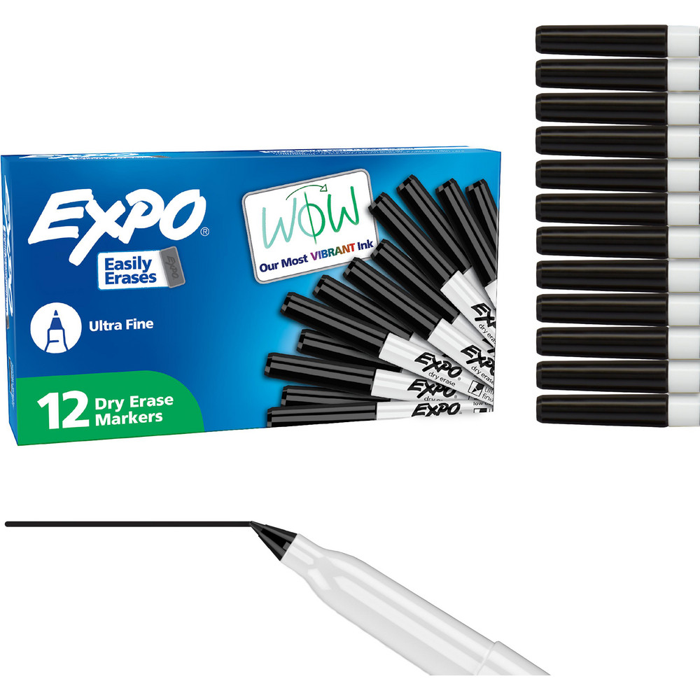 Dry Erase Markers & Accessories: Color: Black; Tip Type: Ultra Fine; Marker Cap: Capped