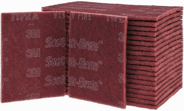 Hand Sanding Pad: Non-Woven, Aluminum Oxide, Very Fine Grade, Maroon