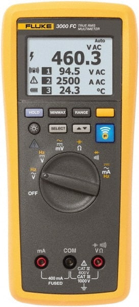 Fluke FLK-3000 FC CAT III & CAT IV, Auto Ranging Digital Manual Ranging True RMS & Wireless Multimeter: 1,000 VAC/VDC 