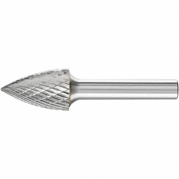 PFERD SG-6, 5/8" Cut Diam, 1/4" Shank Diam, Carbide Double Cut Tree Burr - Uncoated Finish, 2-3/4" OAL, 1" LOC, Point End | Part #22298