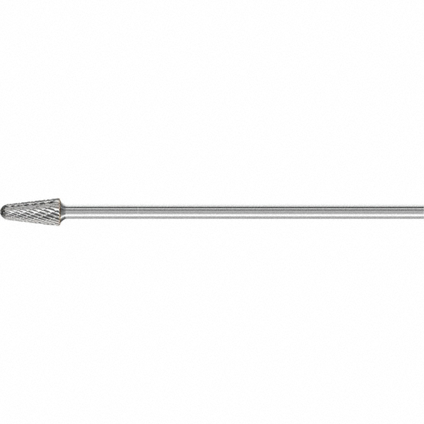 PFERD SL-4L6, 1/2" Cut Diam, 1/4" Shank Diam, Carbide Double Cut Taper Burr - Uncoated Finish, 7-3/16" OAL, 1-1/8" LOC, Radius End | Part #22774