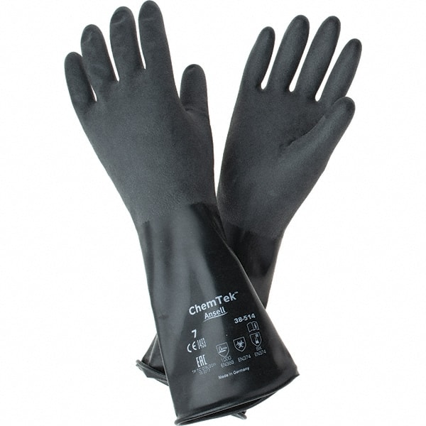 Ansell 38-514-7 Chemical Resistant Gloves: 14 mil Thick, Unsupported 