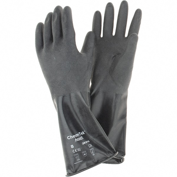 Ansell 38-514-8 Chemical Resistant Gloves: 14 mil Thick, Unsupported 