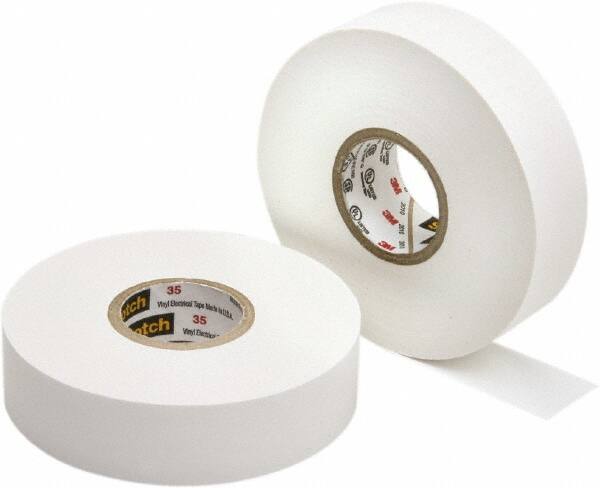 Electrical Tape: 3/4" Wide, 66' Long, 7 mil Thick, White