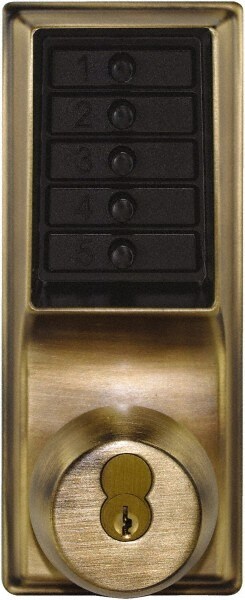 1-3/8 to 2-1/4" Door Thickness, Antique Brass Pushbutton Knob Lockset