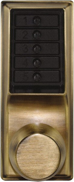 1-3/8 to 2-1/4" Door Thickness, Antique Brass Pushbutton Knob Lockset