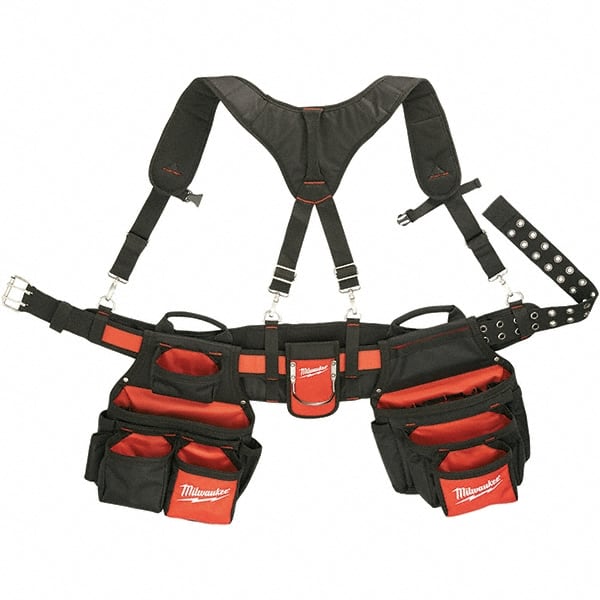 Tool Aprons & Tool Belts; Tool Type: Tool Rig ; Minimum Waist Size: 30 ; Maximum Waist Size: 53 ; Material: Nylon ; Number of Pockets: 24 ; Color: Black/Red
