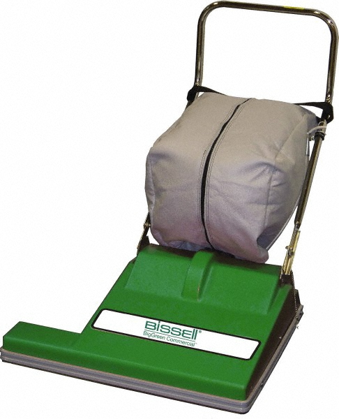 MSC Industrial | Bissell Single Motor Upright Vacuum Cleaner - 28" Cleaning Width, 8.5" Amps, Long Handle, Gray & Green | Part #BG-CC28
