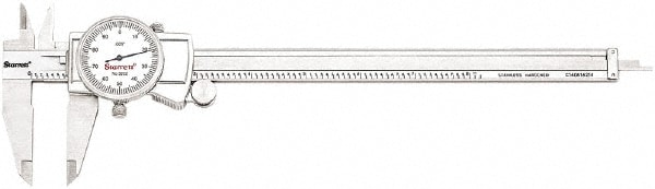 Dial Caliper: 8'' Range, 0.001'' Graduation, 0.1'' per Revolution