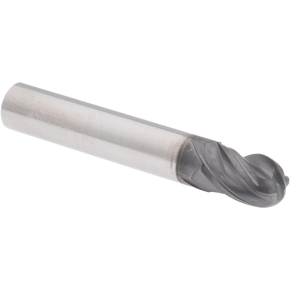 Ball End Mill: 5/16" Dia, 7/16" LOC, 4 Flute, Solid Carbide