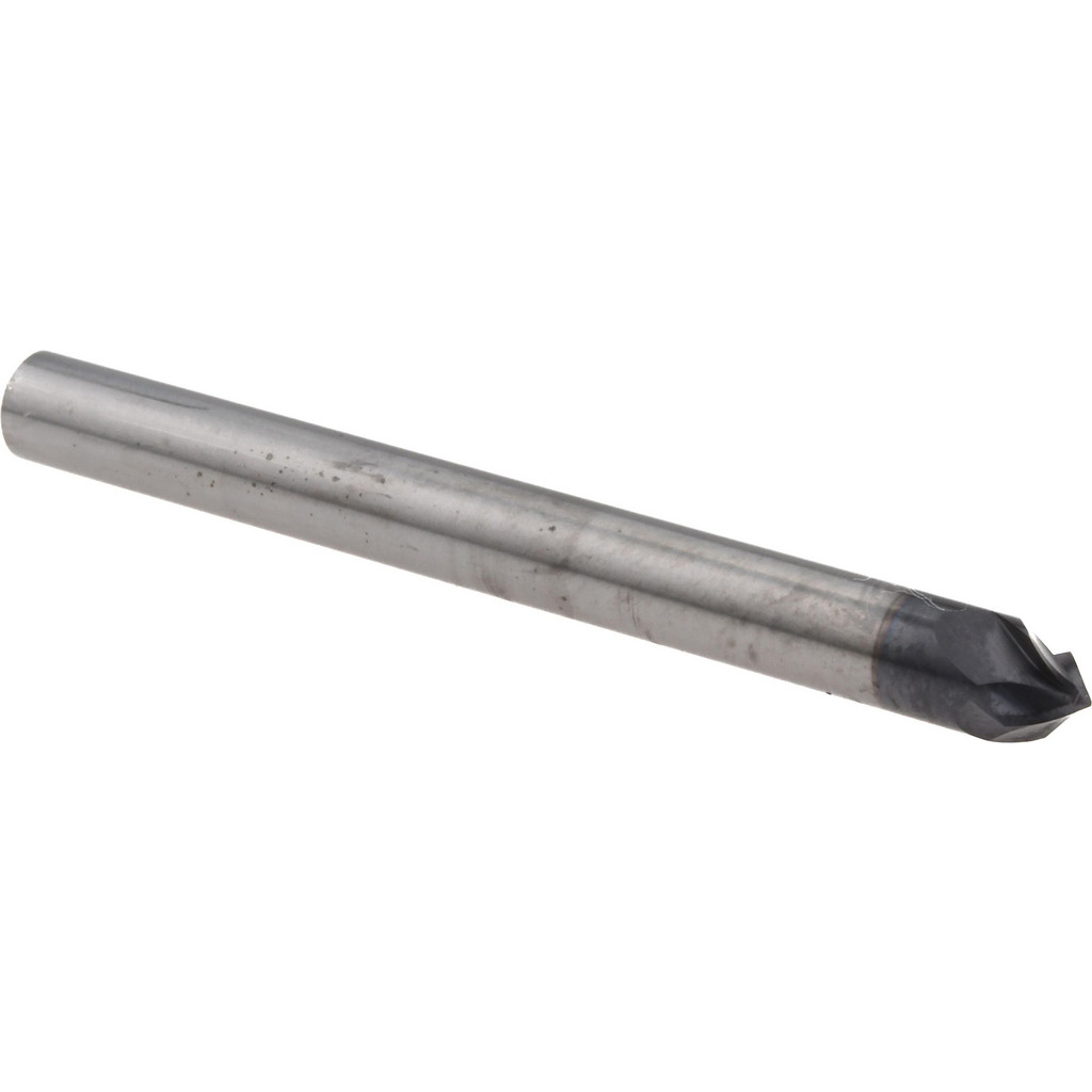 Harvey Tool Chamfer Mill: 3/16" Dia, 90 deg, 4 Flute, 3/16" Shank Dia, Solid Carbide, Single End - 2" OAL, AlTiN Coated | Part #859712-C3