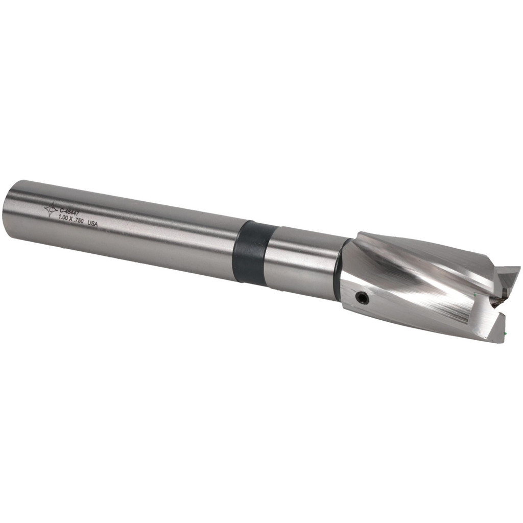 Cleveland 1" Dia, 3/4" Shank, Dia, 3 Flutes, Straight Shank, Interchangeable Pilot Counterbore - 6-3/8" OAL, 4-5/8" OAL Shank, Bright Finish, High