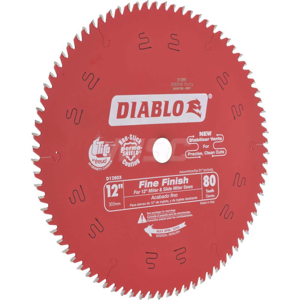 DIABLO D1280X Wet & Dry Cut Saw Blade: 12" Dia, 1" Arbor Hole, 0.118" Kerf Width, 80 Teeth 