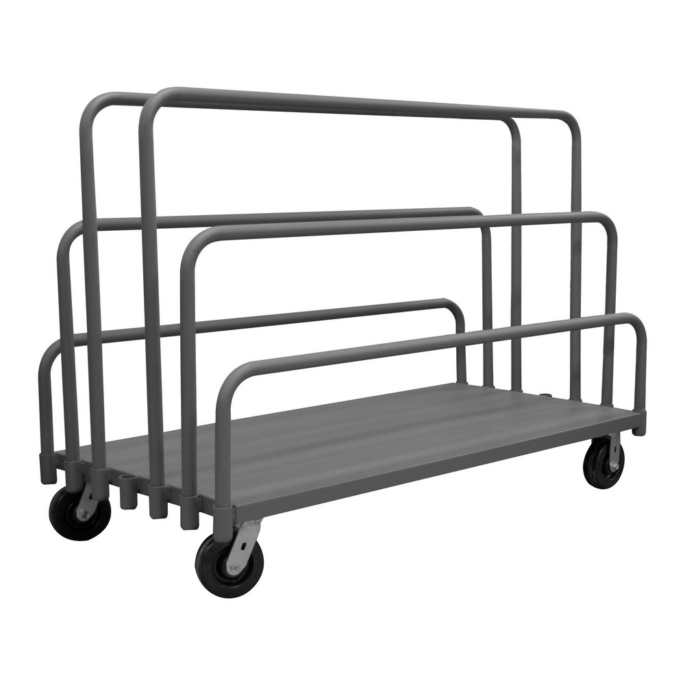 Platform Truck: Cold-Rolled Steel, 9-5/64" High, 48" Long, 24" Wide - (2) Rigid;(2) Swivel, Phenolic, Removable Handle