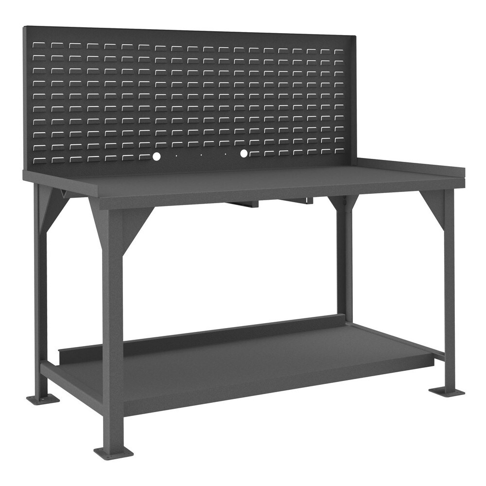 Durham DWB-3060-BE-LP- Stationary Workbench with Louvered Panel: Textured Gray Image