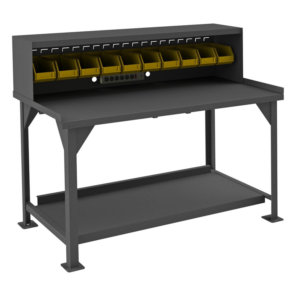 Durham DWB-3060-BE-RSR Stationary Workbench with Shelf Riser: Textured Gray Image