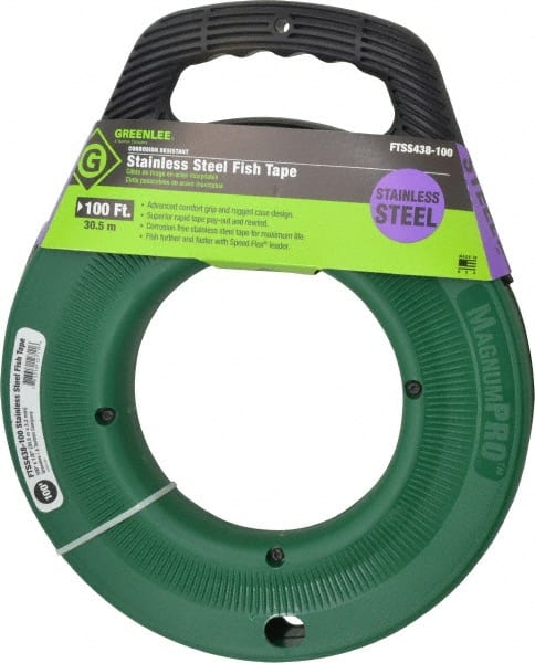 100 Ft. Long x 1/8 Inch Wide, 0.045 Inch Thick, Stainless Steel Fish Tape