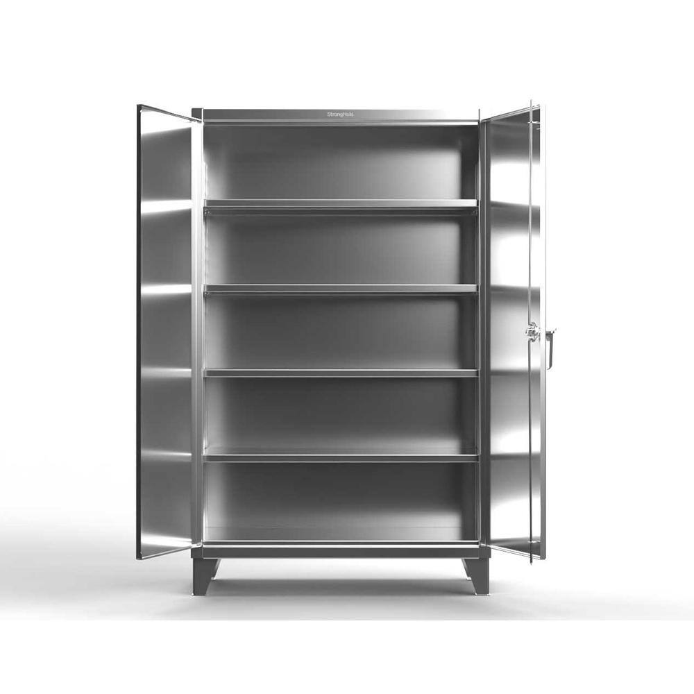 Locking Stainless Steel Storage Cabinet: 60" Wide, 24" Deep, 72" High