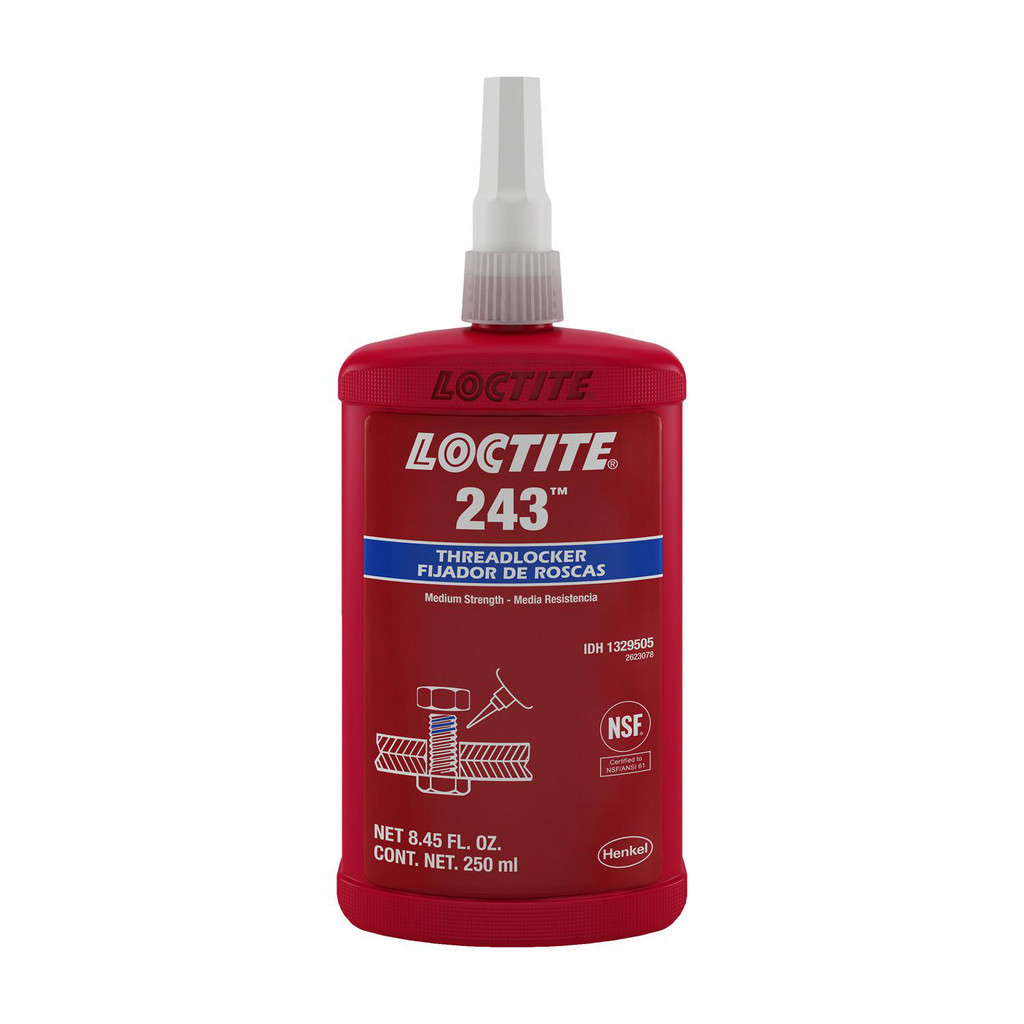 Loctite 243 Threadlocker, 250 ml Bottle - Blue, medium-strength, primerless threadlocker | Part #1329505