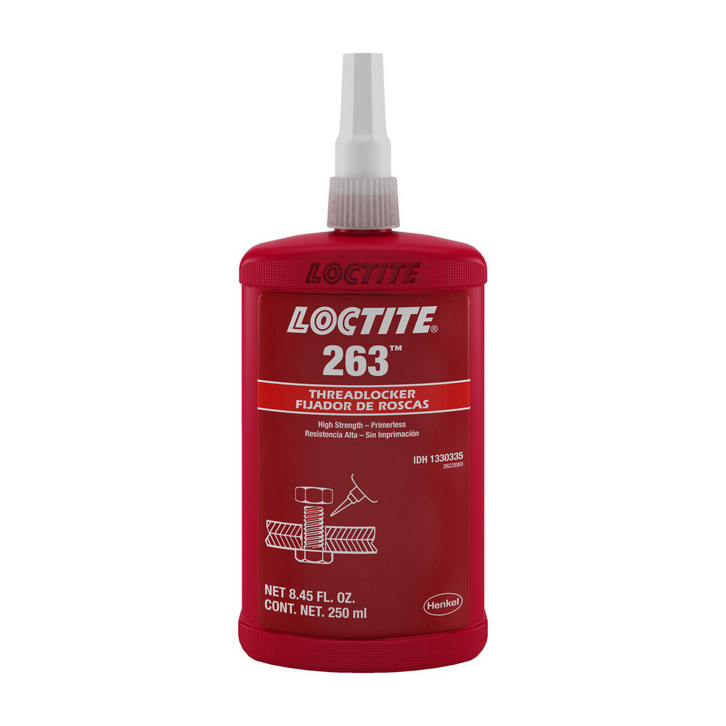 Loctite 263 Threadlocker, 250 ml Bottle - Red, high-strength, primerless threadlocker liquid | Part #1330335