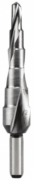 Hertel SDD43274638 Step Drill Bits: 3/16" to 1/2" Hole Dia, 1/4" Shank Dia, Cobalt, 6 Hole Sizes Image