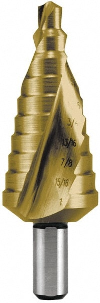 Hertel SDD43274661 Step Drill Bits: 13/32" to 1" Hole Dia, 3/8" Shank Dia, High Speed Steel, 9 Hole Sizes Image