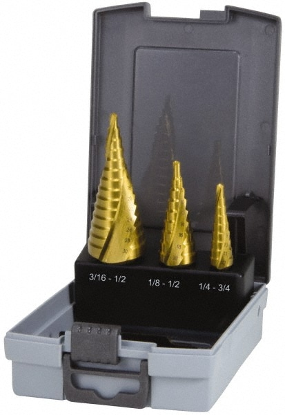 Hertel SDD43275015 Drill Bit Set: Step Drill Bits, 3 Pc, 118 °, High Speed Steel Image