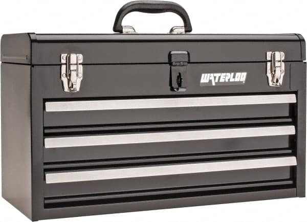 Waterloo MP-2012BK Portable Series 20 wide 3-drawer metal portable chest