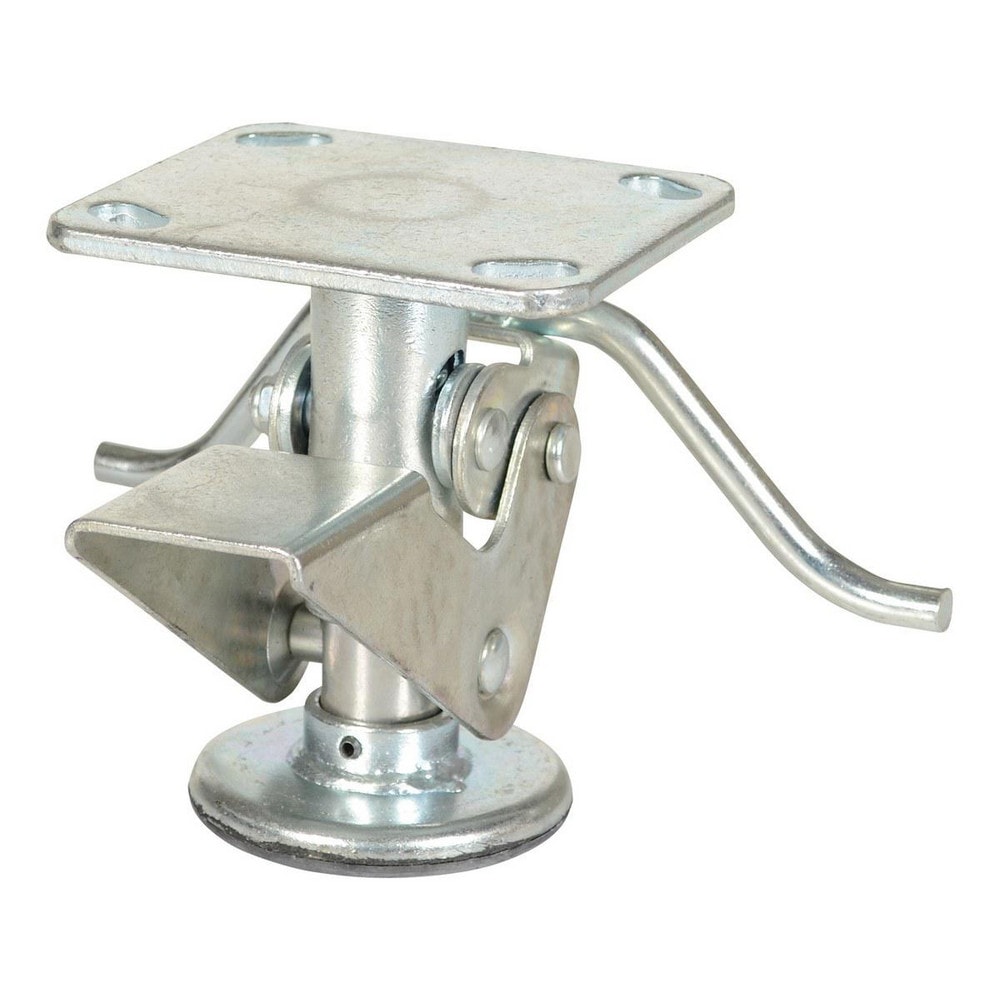 FL-4 Floor Locks; Wheel Diameter: 4in ; Retracted Height: 5in ; Extended Height: 5.88in ; Top Plate Size: 4.5 x 4 in ; Maximum Height: 6.25in ; Color: Silver Image