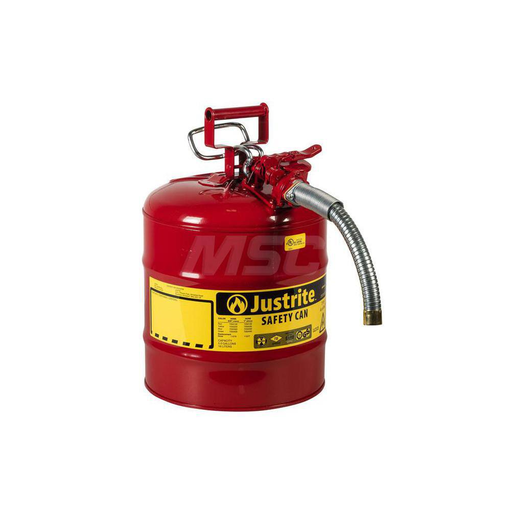 JUSTRITE 7250130 Type II Safety Can,5 gal.,Red 