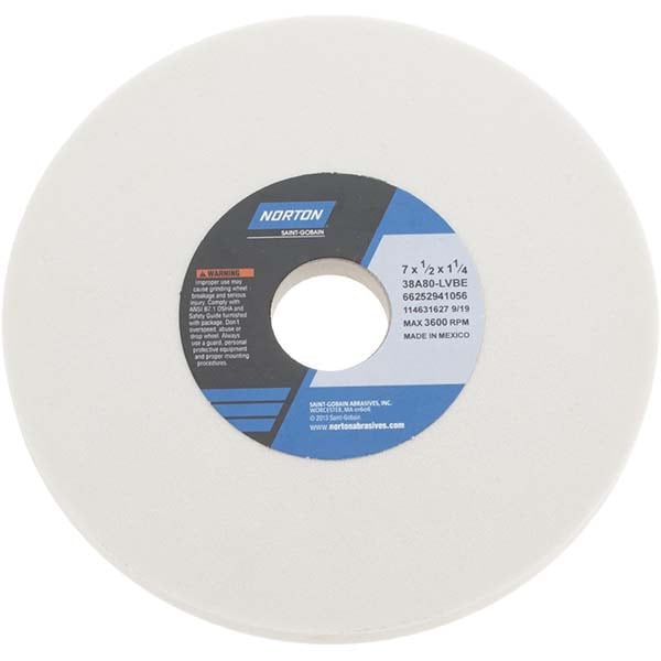 Norton 66252941056 Surface Grinding Wheel: 7" Dia, 1/2" Thick, 1-1/4" Hole, 80 Grit, L Hardness Image