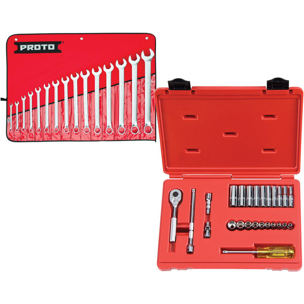 Proto 15 Pc 12-Point Satin Combination Wrench Set - BONUS 5" x 16" x 2-1/2" Foam Tray for Tool Set J47116 | Part #7250083/9542453
