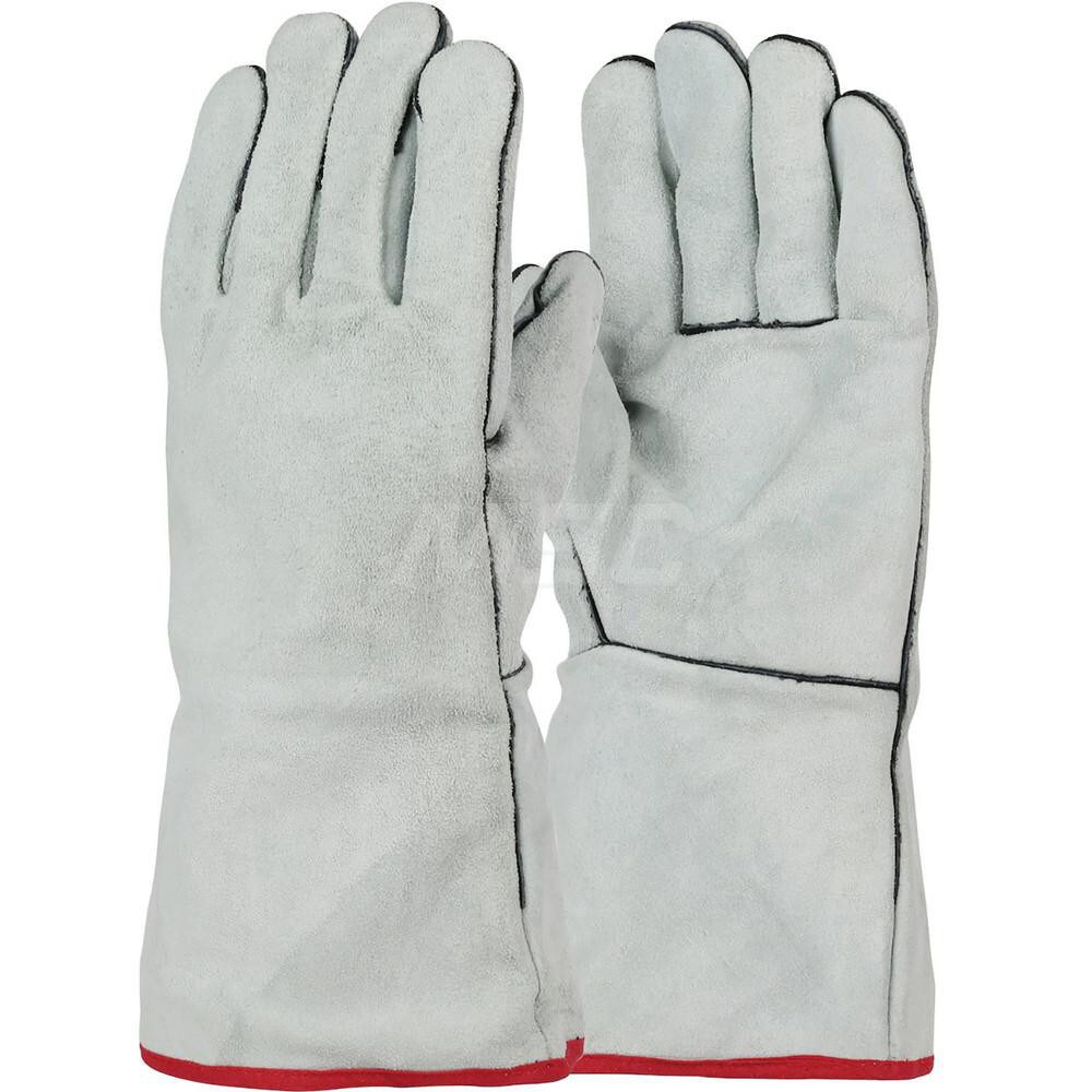 Welding Gloves: Size Large, Uncoated, Split Cowhide Leather, Stick Welding Application