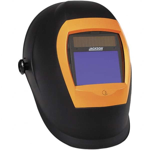 Jackson Safety 46157 Welding Helmet: Black & Yellow, Thermoplastic, Shade 9 to 13, Ratchet Adjustment 