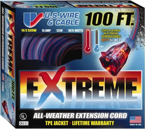 100', 14/3 Gauge/Conductors, Blue/Pink Indoor & Outdoor Extension Cord