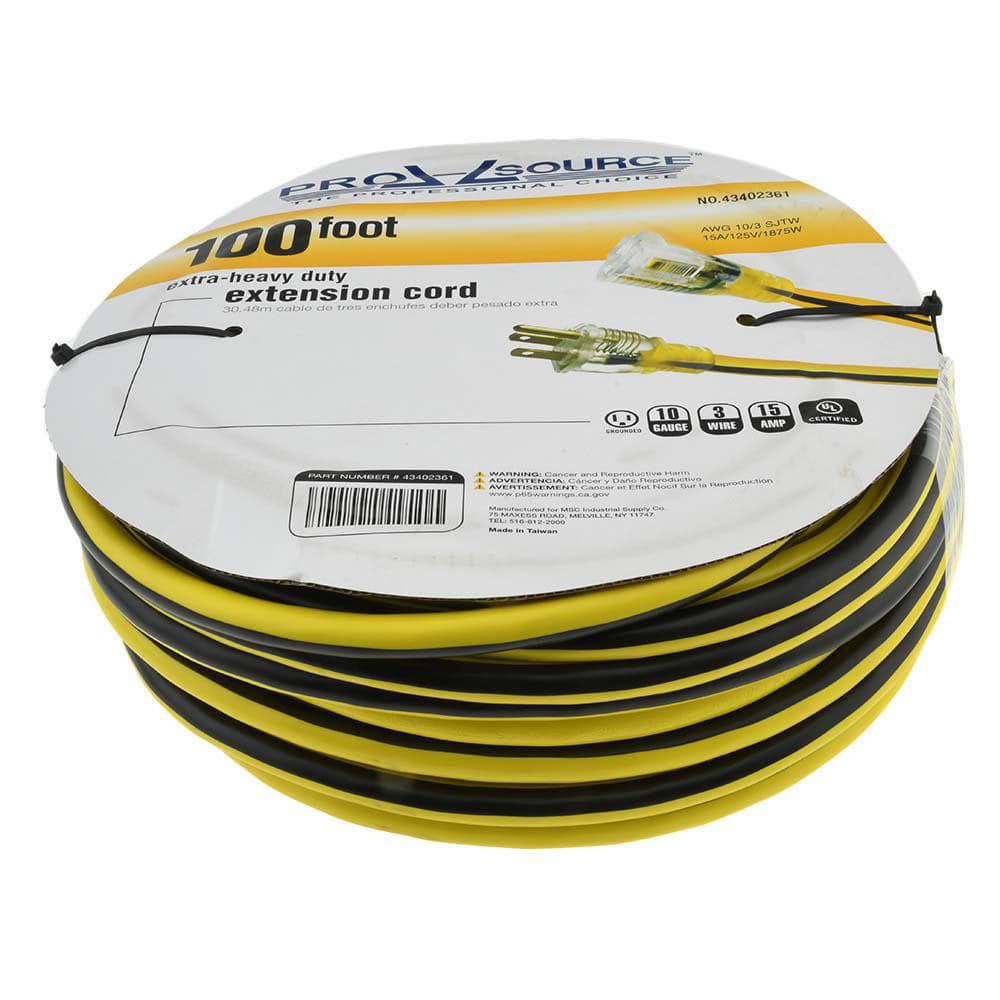 100', 10/3 Gauge/Conductors, Yellow/Black Outdoor Extension Cord